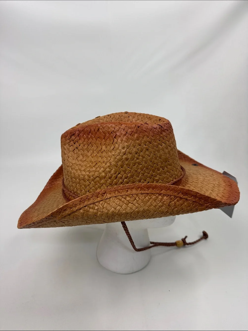 Peter Grimm Brown Straw Cowboy Western Hat Burnt Orange Accents Strap New NWT